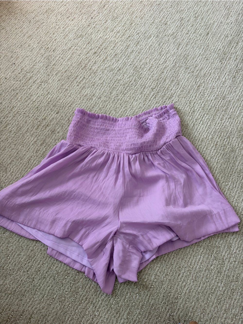 TCEC Lilac Smocked-Waist Flowy Shorts